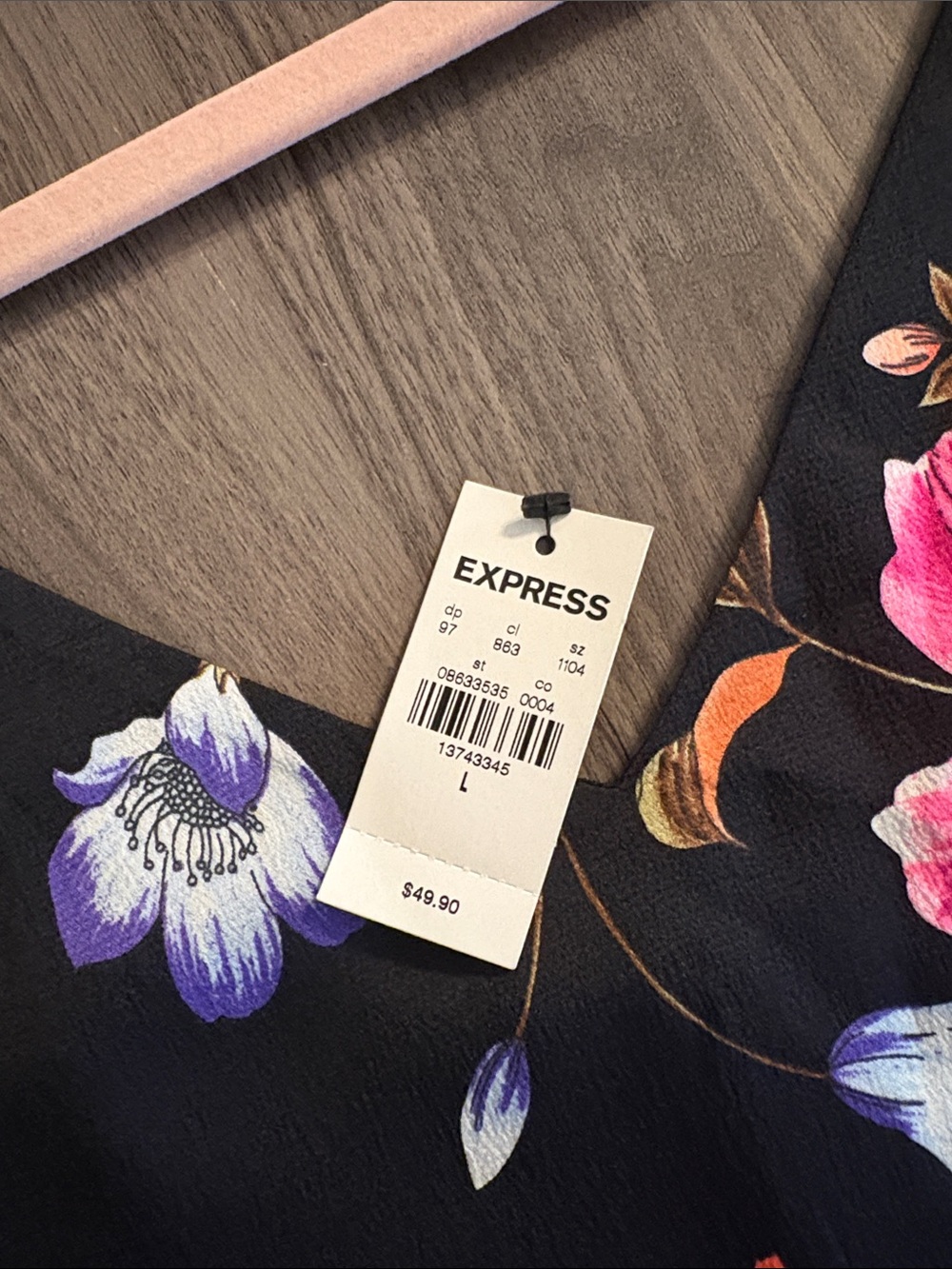 Express Black Floral Cami with Pink & Purple Blooms - Picture 6 of 13